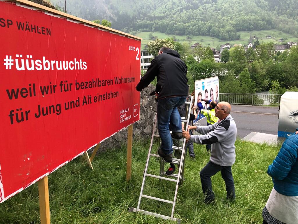 Unsere Anliegen, Transparenz, Grundversorgung für alle statt für wenige und zahlbaren Wohnraum für alle, darum die SP Liste einlegen an 10. Juni 2018, #üüsbruchts