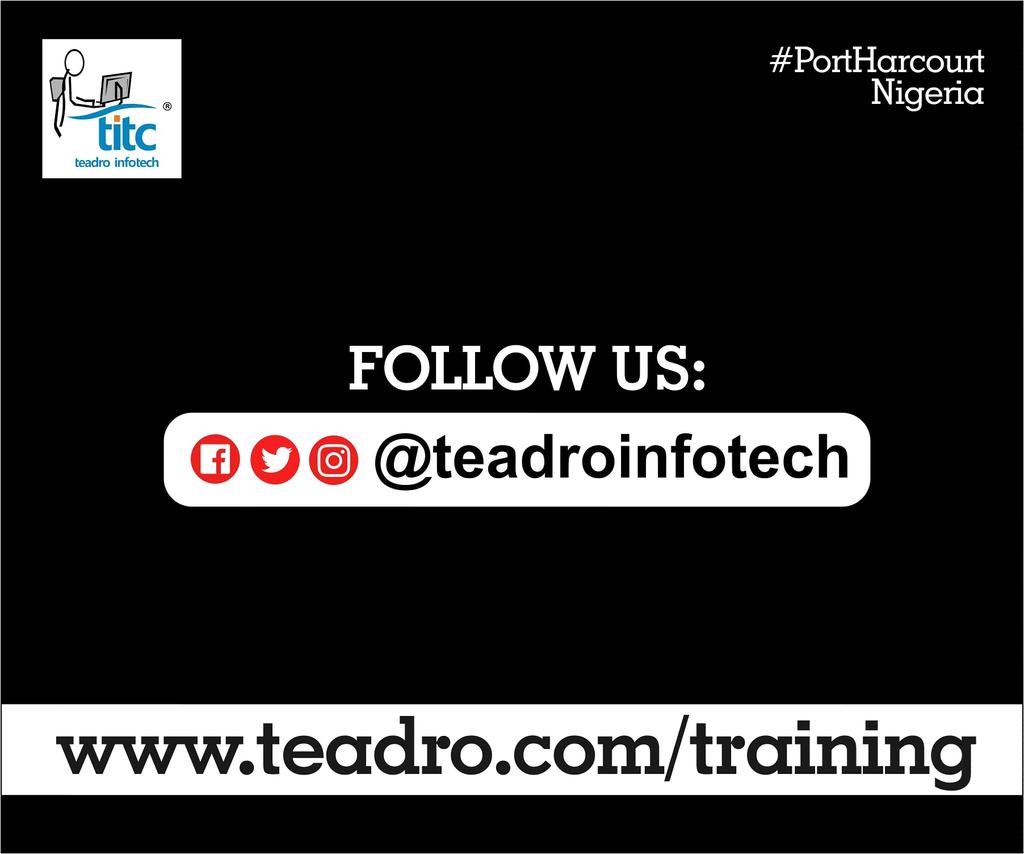 teadroinfotech's tweet photo. Follow us for #informationon on our services.
#Getinvolve #Learn #PortHarcourt #Nigeria #Training #ICT #NigeriaStartup #BeDelibrate #Befocus #BeIntentional #TeadroInfotech #TeadroSystems
Pls RT @TouchPH @SellitinPHC @PHMicroscope @PHCity_Traffic @Marketconnectph @mimieyo https://t.co/afpW4ryoO6