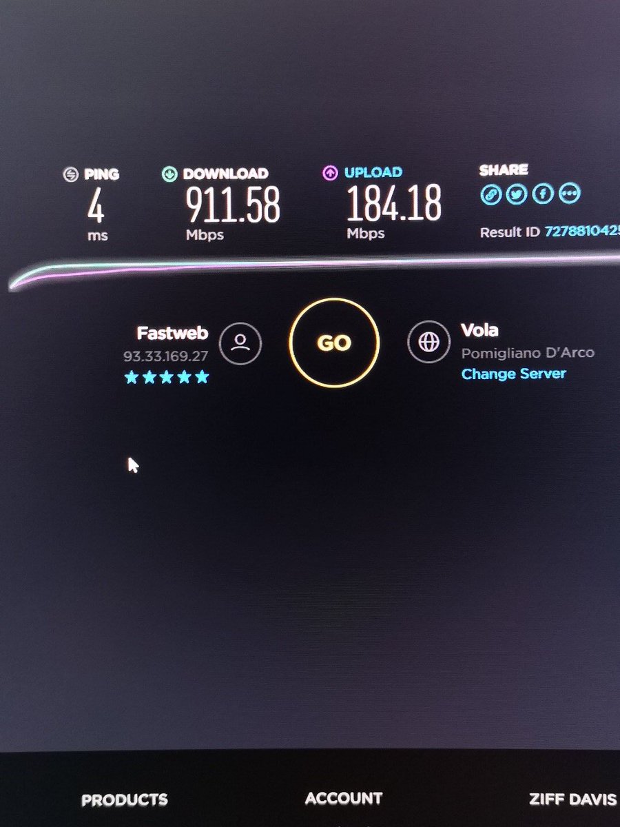 daga_la's tweet photo. Gli speed test belli #fastweb #OpenFiber #1000Mega https://t.co/KkpcoEXRVy