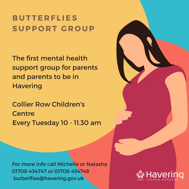 Becoming a new parent can be a difficult journey for mum's and dads - don't suffer in silence. Visit Butterflies support group, every Tuesday at Collier Children's centre.