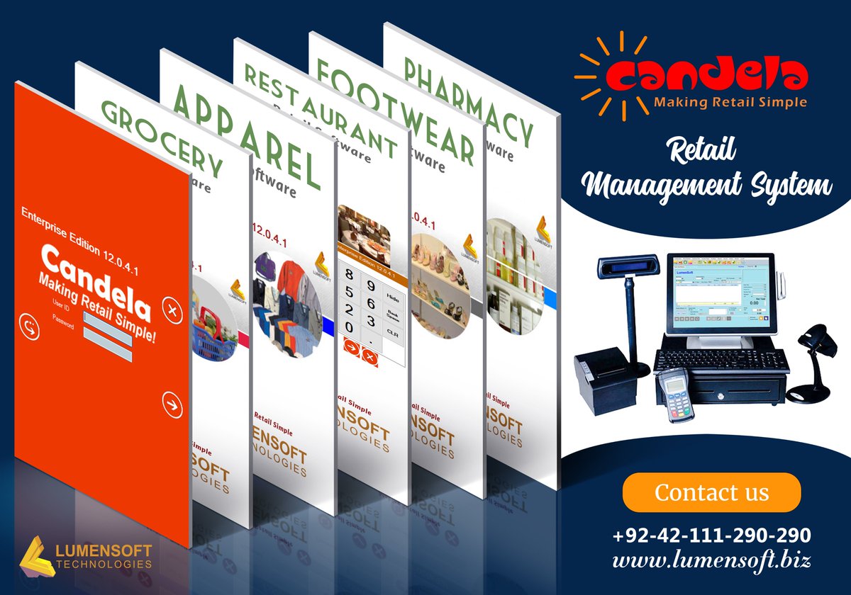WeTalkRetail's tweet photo. #candela #lumensoft #retailsoftware #apparel #footwear #grocery #restaurant #pharmacy #retailsolution #businesssolution https://t.co/EyjhTYxdIZ