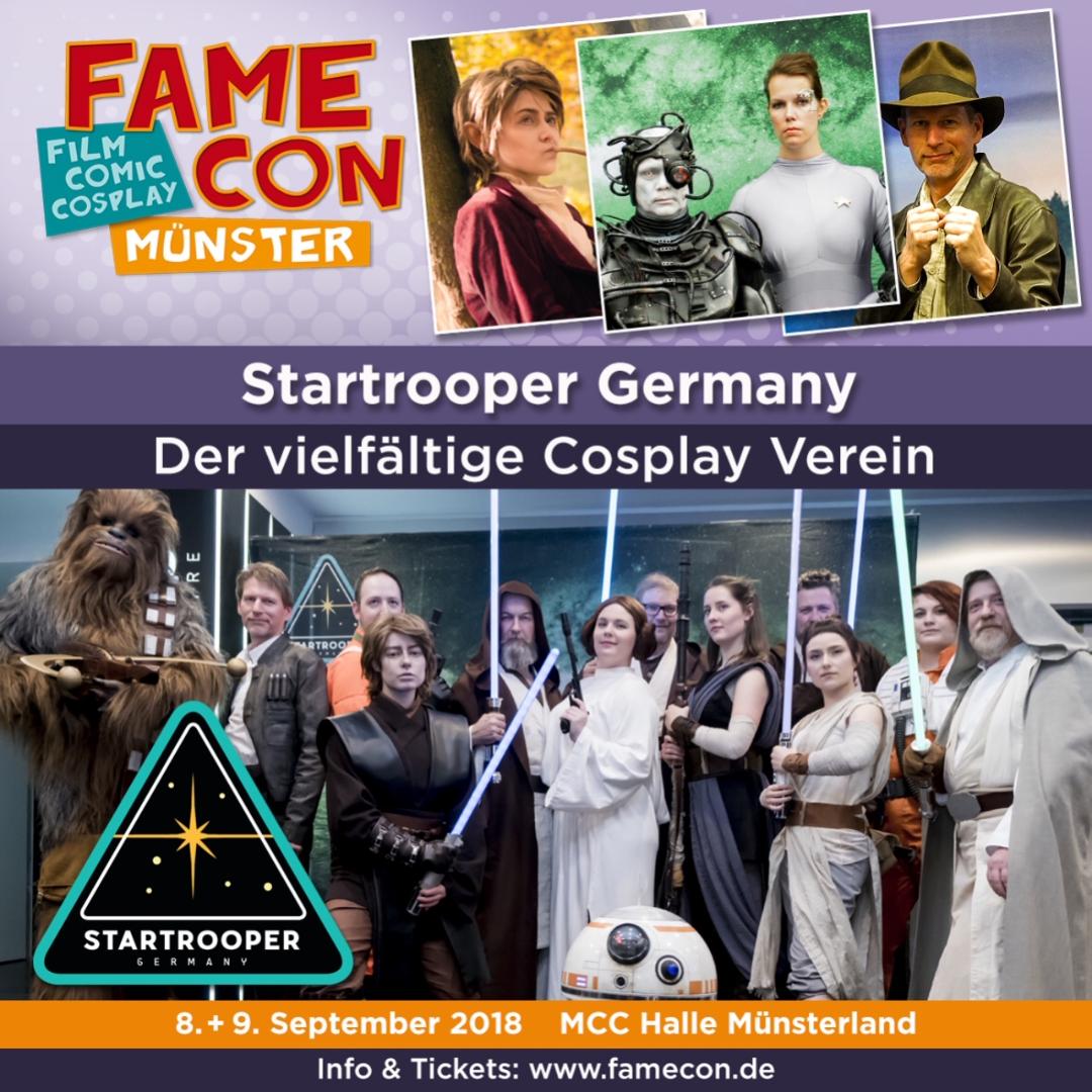 famecon's tweet photo. Wir freuen uns die @startrooper_Ger auf der #FAMECON2018 begrüßen zu dürfen!

Egal ob #HarryPotter #HerrDerRinge #StarTrek #Comic oder #StarWars, jedes Fandom ist hier willkommen!

#FAMECON #Convention #Münster #StartrooperGermany #cosplay #cosplayarena https://t.co/REsv66FnDs