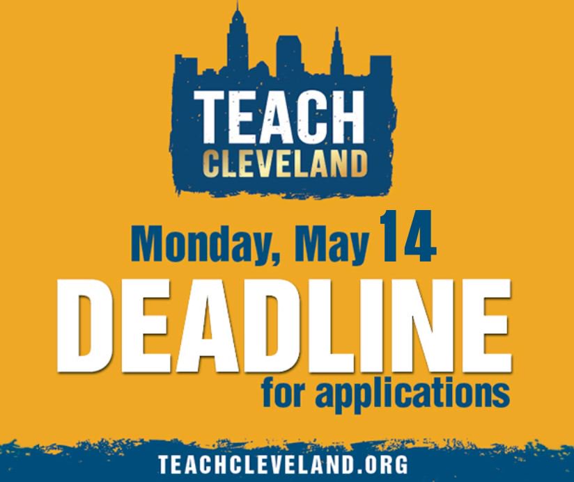 Our application deadline is right around the corner!  Get your #cmsd #application in #today! #thisisteachCle #wearealleducators #teachers #cleveland