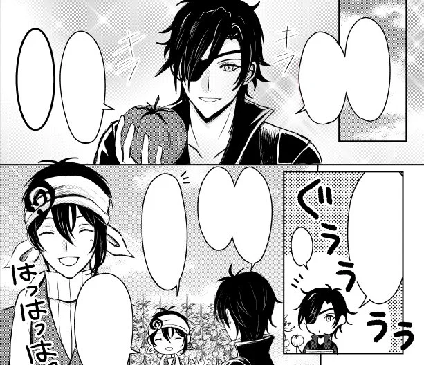 ペーパーは、三日月さんと燭台切さんの漫画を描いています。
貰いにきてやってください～(*'▽`*) 