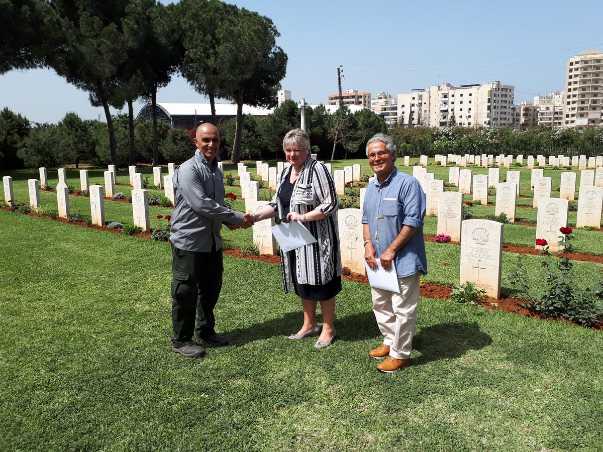 Bennett22David's tweet photo. @cwgc Sidon War Cemetery today.Yousef Mohammed Murad receiving his long service letter for 25 years of dedicated service from our @dgcwgc https://t.co/amGa7TMcM7