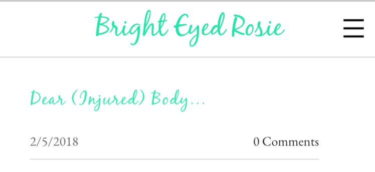 New blog post!
Dear (Injured) Body. Working through an injury can be tough &amp; frustrating.  Keeping a positive mind &amp; staying focussed can be a challenge but will hopefully bring progress. 💕x 
brighteyedrosie.com/blog
