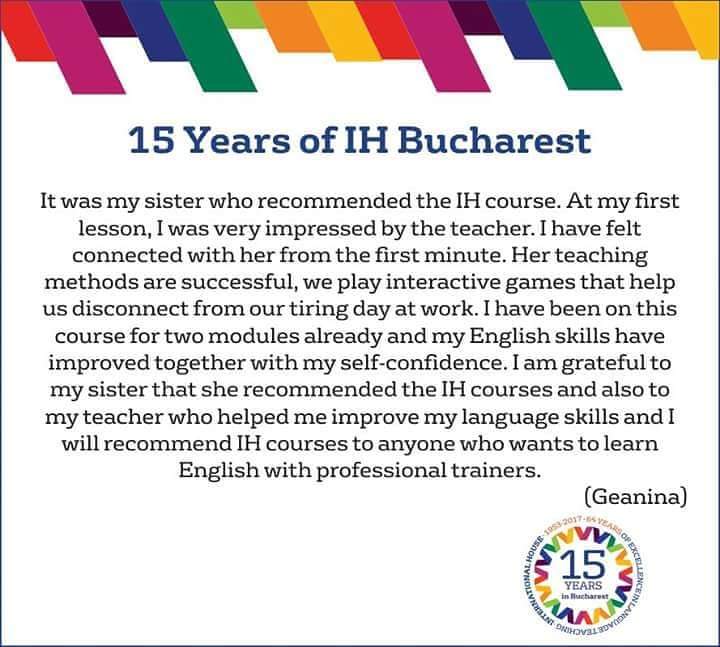 IhBucharest's tweet photo. #ourstudents #testimonials #ihbucharest15 #15yearsinbucharest #no1inlanguagetraining https://t.co/DALSE73BCL