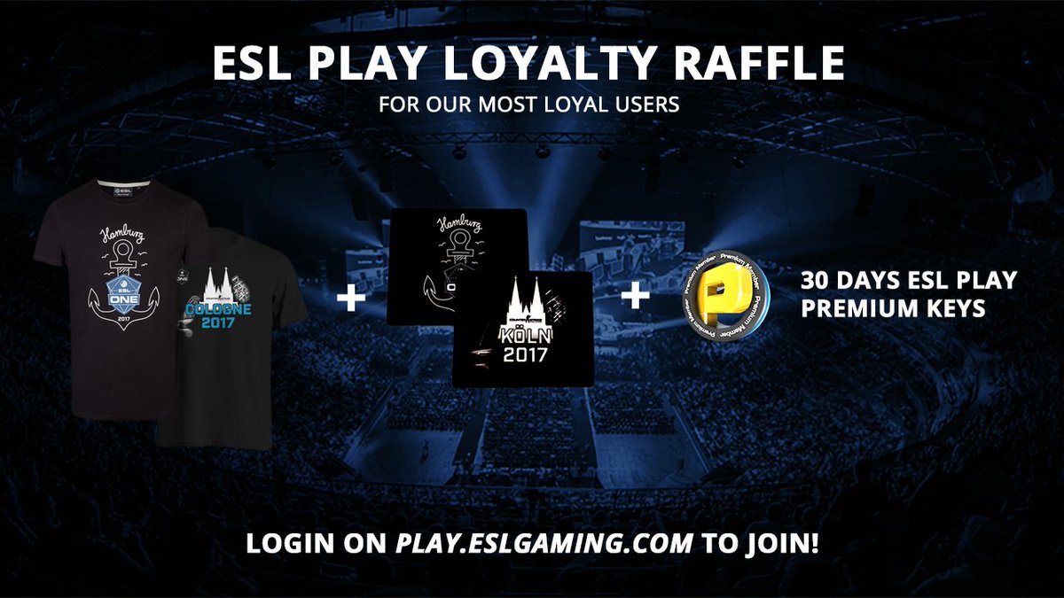 Win #eslone T-shirts or mousespads as well as ESL Premium in our Loyalty Raffle. 

We admire your dedication and we appreciate your support! You're the one that we work for day and night and here's us giving back! Thank you!

Read more:
play.eslgaming.com/loyalty-raffle