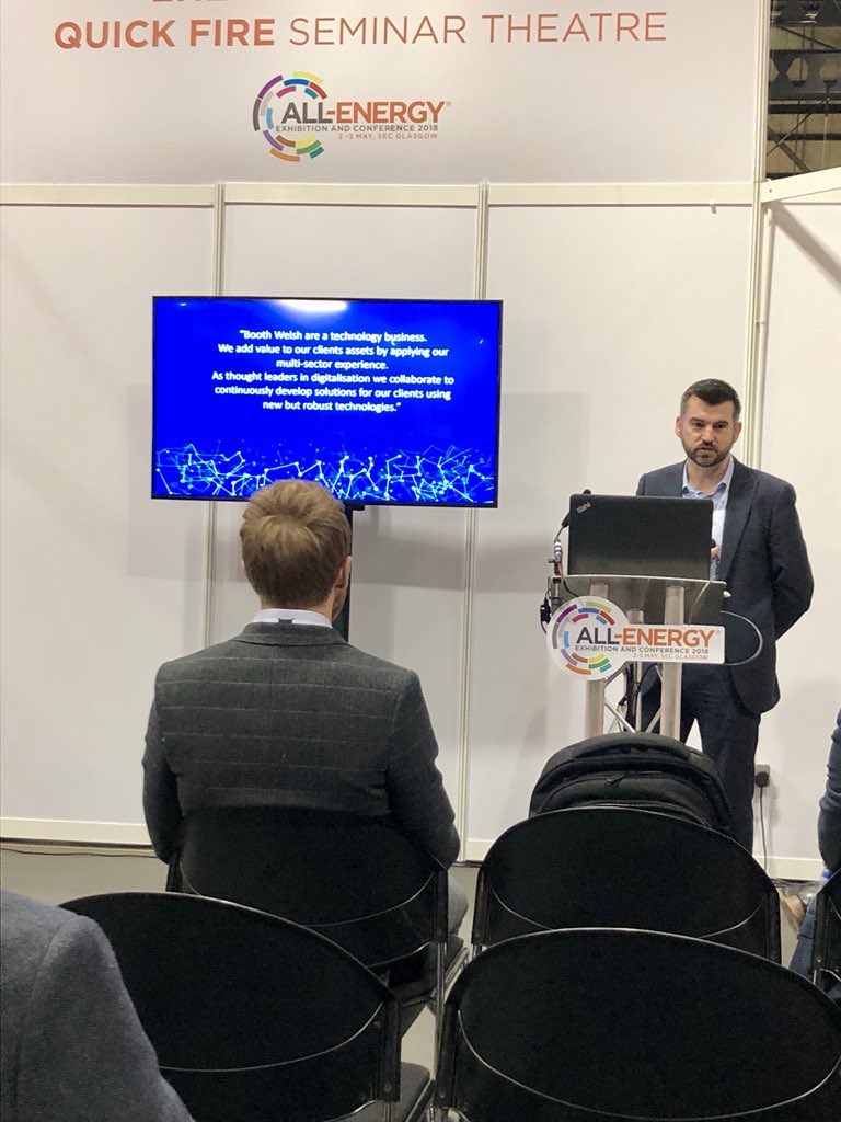 BOOTHWELSH's tweet photo. Our team member Alan Johnston is delighted today to present at @AllEnergy on #digitalisation and our partnership with @AFRCStrathclyde and @renewableeng #AllEnergy18 #industry4thoughts #collaboratetoinnovate. We are at stand F30 today https://t.co/MEUSD6tBdM