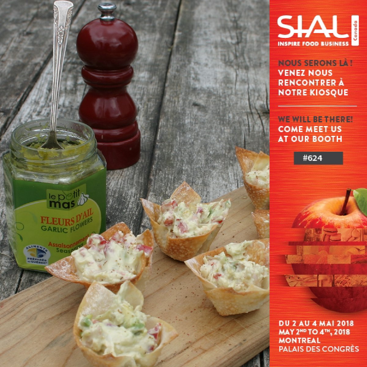 LePetitMas's tweet photo. Nous sommes au @SIALCANADA du 2 au 4 mai prochain (kiosque 624). Venez nous voir! Il nous fera plaisir de vous faire découvrir les seules fleurs d'ail fermentées dans l'huile au Canada et notre ail du Québec biologique! 😉 #SIALMTL2018 #AilduQuebec #Fermentation #Bio #Ailbio https://t.co/5tciQ9MCHL
