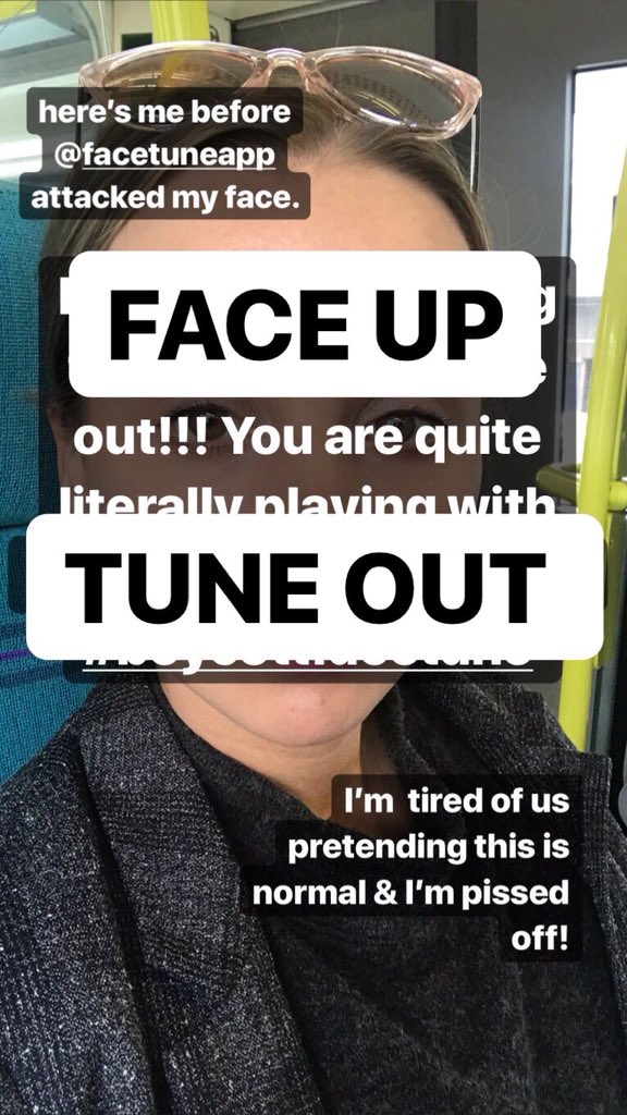 After @facetuneapp popping up on my <a href="/instagram/">Instagram</a> on an ad that will be going out to so many I think it’s time to recognise how messed up it is and that it needs to stop. #BoycottFacetune #FaceUpTuneOut