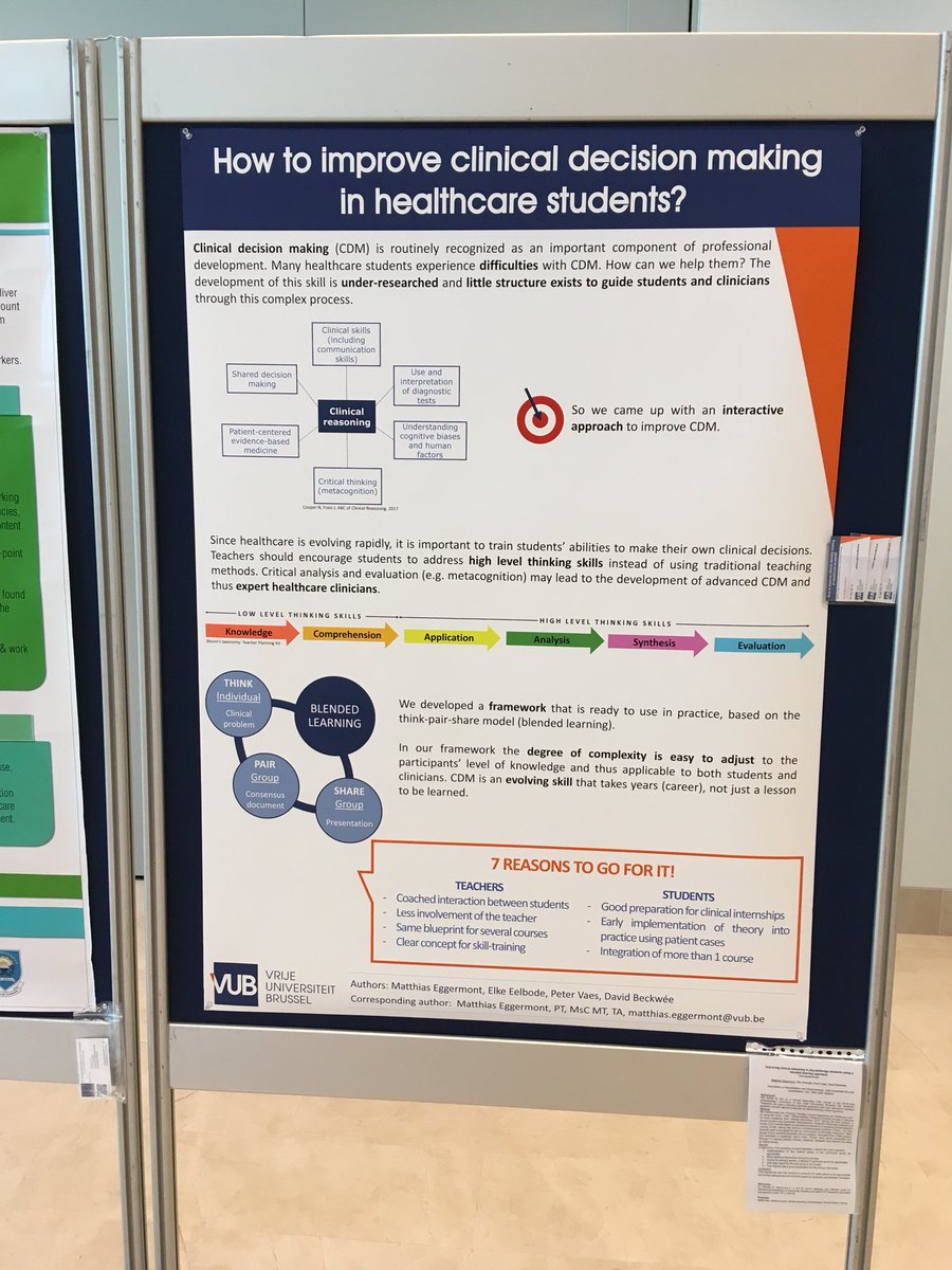 Matthia17017146's tweet photo. How to improve CDM in healthcare (physiotherapy) students? @VUBrussel @JBIEBHC @JBIcolloq2018 Day 2. Feel free to contact me for more information about our project! https://t.co/iFJzC9AYQo
