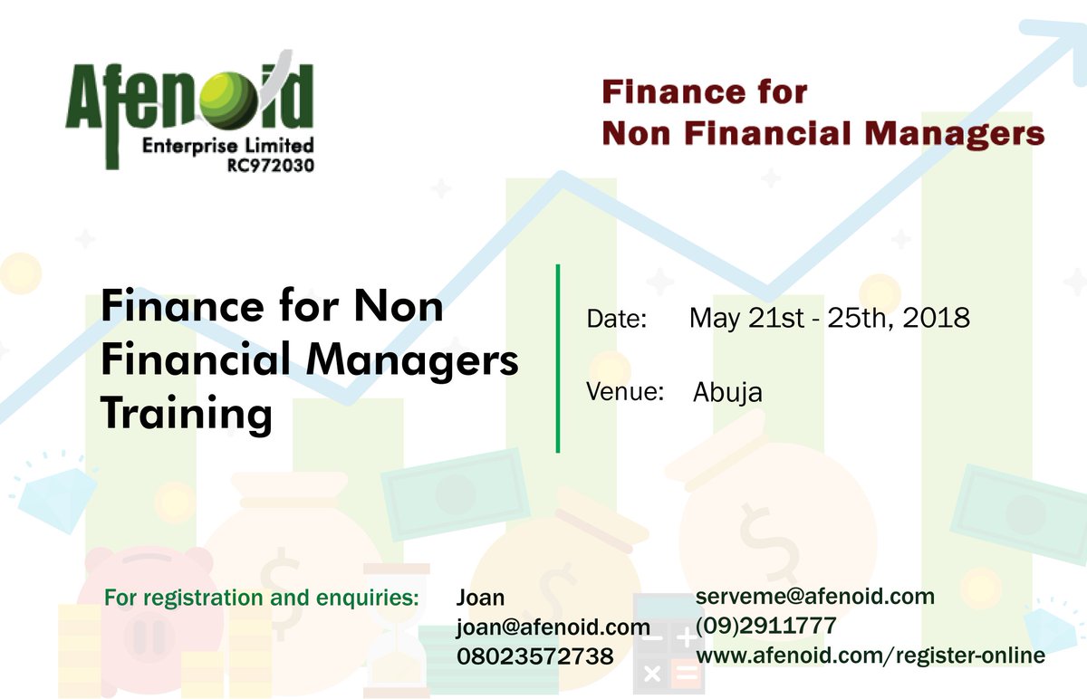 Afenoid's tweet photo. 17 days to Finance for Non-financial Managers Training.
The course is for professionals who want to understand key financial principles and apply them in a real-world context. Register now https://t.co/X0fP1NfC02
#training #FNF #business #finance #financefornonfinancialmanager https://t.co/xWCI46yRli