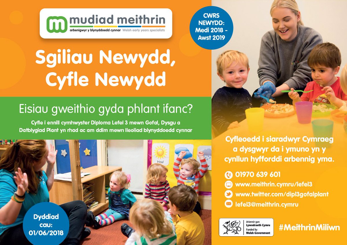 MudiadMeithrin's tweet image. Dewch draw i gael gwybod mwy am Gwrs Diploma Lefel 3 mewn Gofal, Dysgu a Datblygiad Plant sydd AM DDIM mae Mudiad Meithrin yn ei gynnig!

Hafan Cymru, Caerfyrddin - Mai 17eg

Gallwch alw mewn unrhyw amser rhwng 10.00 y bore a 3.00 y prynhawn.

#yagym #lefel3