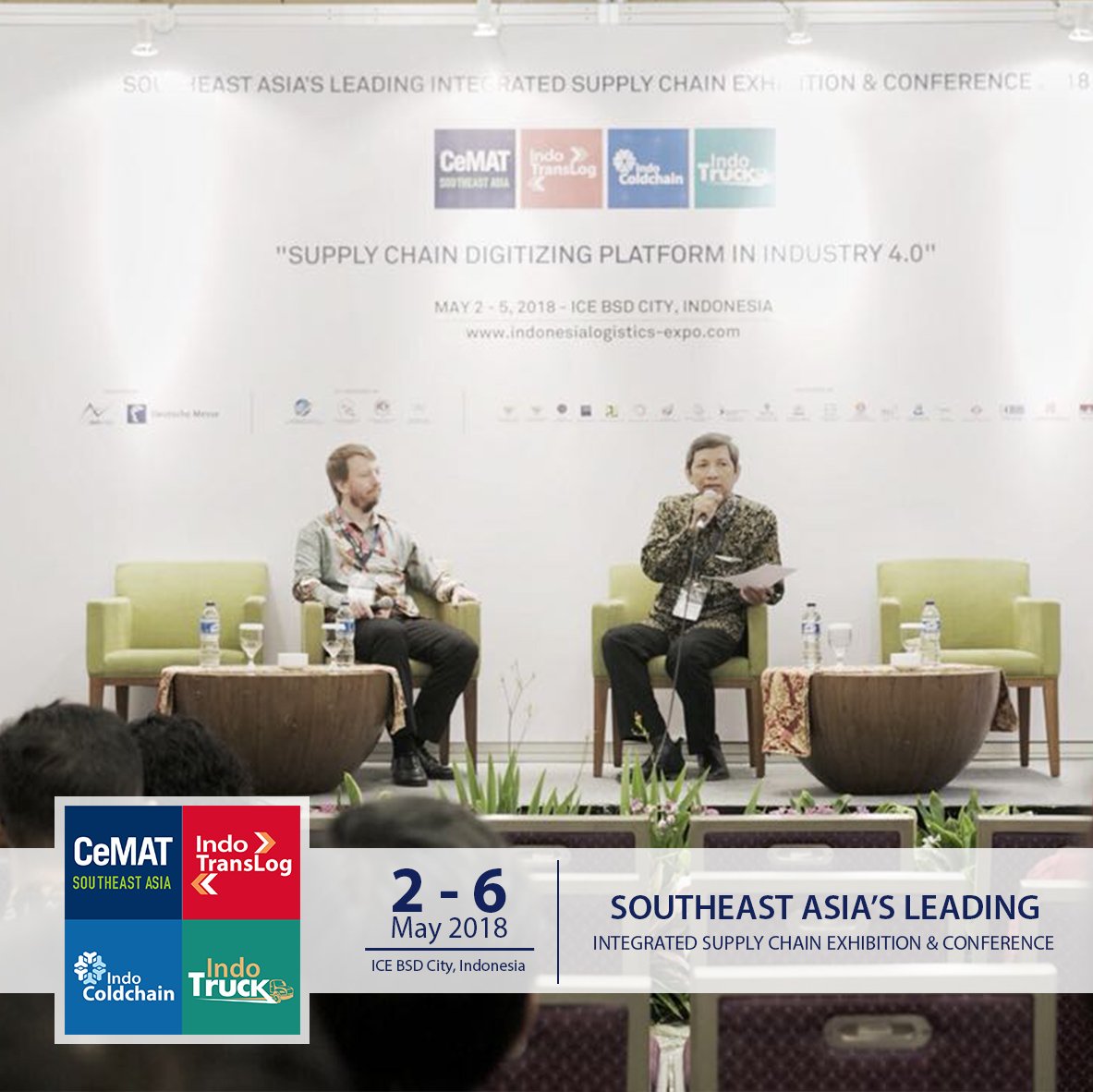CeMATSEAindolog's tweet photo. There are 4 conferences on CTCT 2018 today. The first session started at 11AM and the last session will be end at 5PM. Today’s topic revolves around Supply Chain.
.
.
.
.
#cematsea #cemat #translog #coldchain #cematsea #logistics #intralogistics #exhibition #conference https://t.co/cnVrhK8csZ