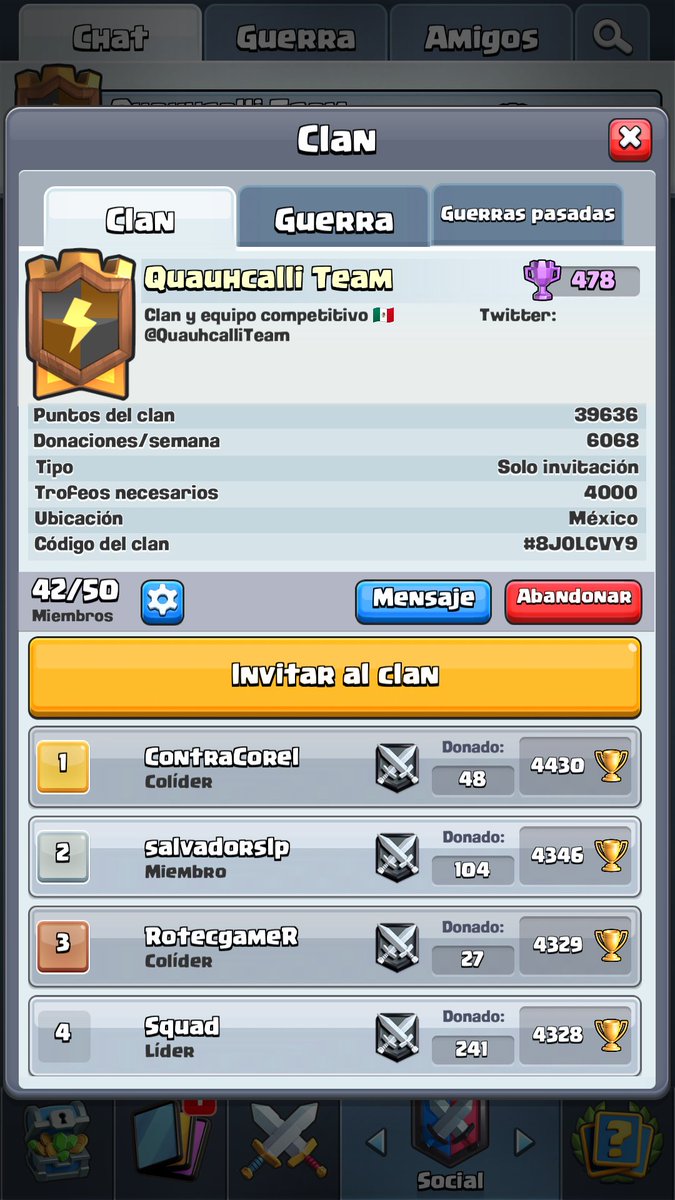 QuauhcalliTeam's tweet photo. Después de un buen inicio en guerra de clanes nos marcamos la meta de  reiniciar nuestra actividad en los amistosos. Si algún clan se anima que nos envíe un MD. Denle a RT a este tweet para difundir nuestro mensaje en la comunidad de CR.
Tengan un buen día 🙏🏽 https://t.co/T0dOLlj23R