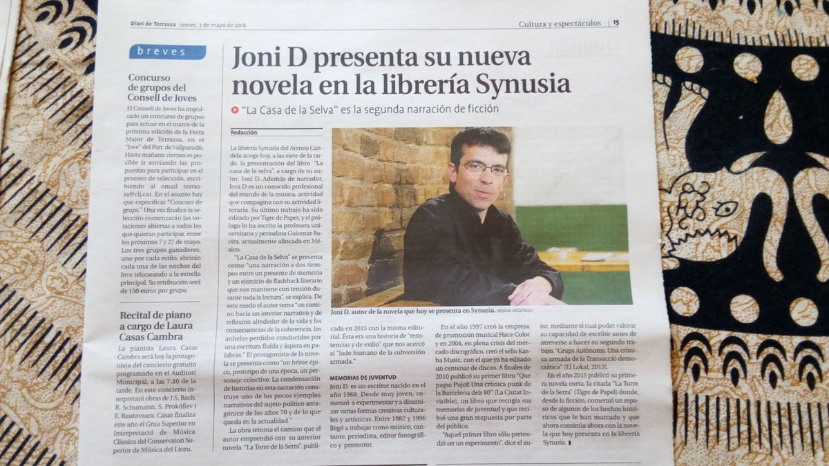 TigrePaper's tweet photo. 📝 Ressenya al @diarideterrassa de #LaCasadelaSelva de #JoniD https://t.co/QpErZDKRYO https://t.co/V788th28Hq