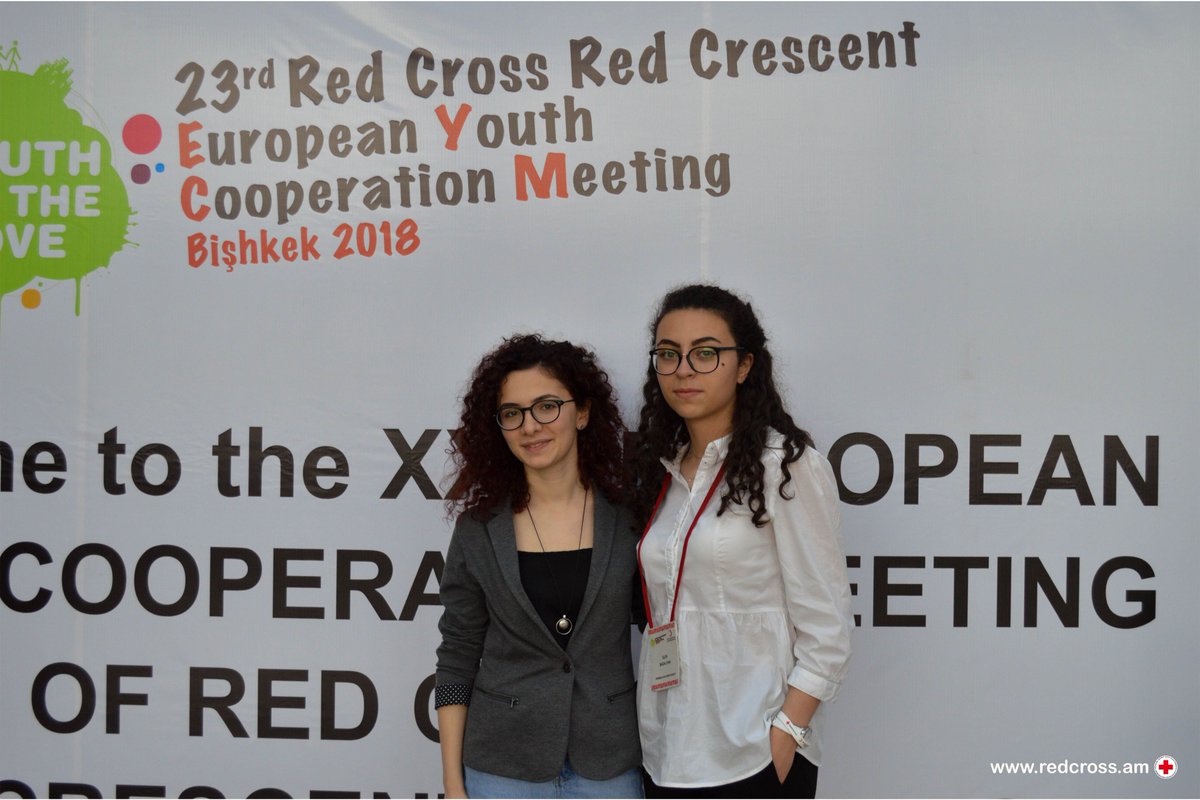 RedCrossArmenia's tweet photo. Youth on the Move
#RCRC #EYCM #YouthTakesTheLead
Armenian Red Cross volunteers Ani Mirakyan and Elen Badalyan, together with young people from 53 countries, participated in European Youth Cooperation Meeting, took place on 28 April – 1 May in Bishkek, Kyrgyzstan. https://t.co/salYaVXR7E