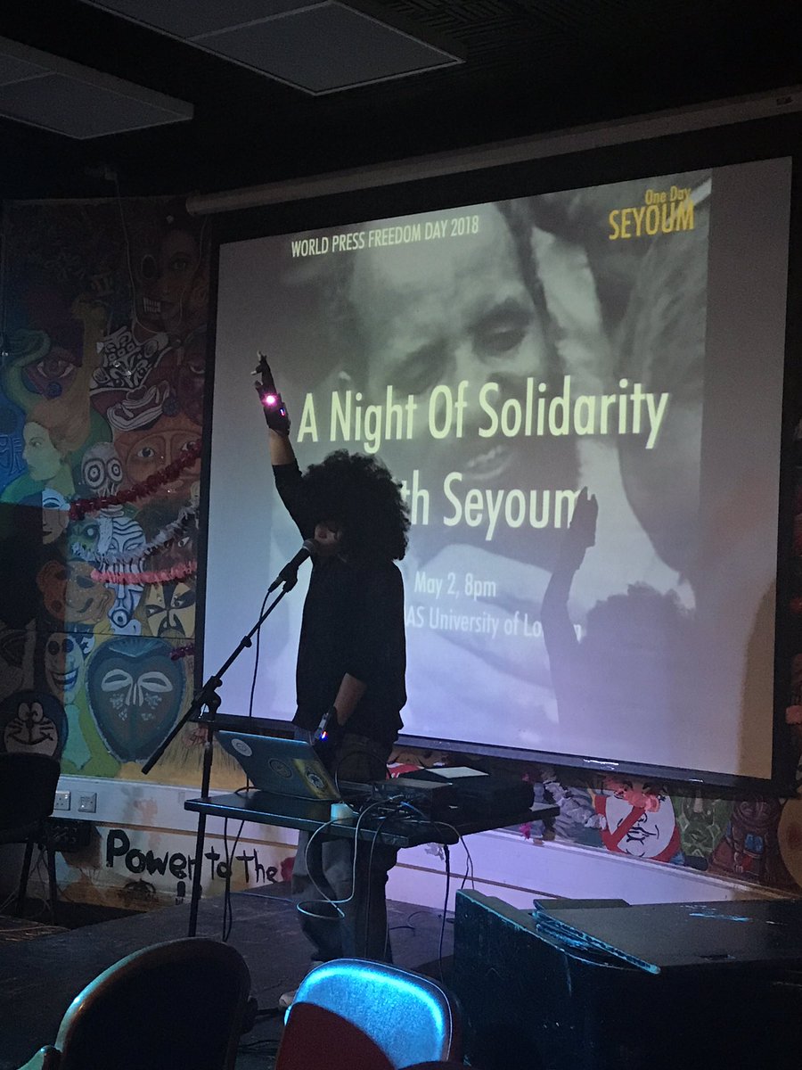 vanessatsehaye's tweet photo. In spirit of #WPFD18, I organised a night of solidarity with my uncle, my hero, Seyoum Tsehaye who has been imprisoned without a trial since 2001. The government wanted to silence him but as long as we continue to make noise, they will never win. Join us!!! https://t.co/meoQtBsHsp
