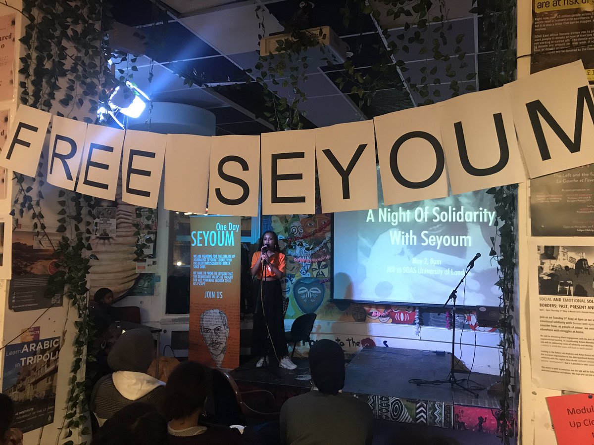 vanessatsehaye's tweet photo. In spirit of #WPFD18, I organised a night of solidarity with my uncle, my hero, Seyoum Tsehaye who has been imprisoned without a trial since 2001. The government wanted to silence him but as long as we continue to make noise, they will never win. Join us!!! https://t.co/meoQtBsHsp