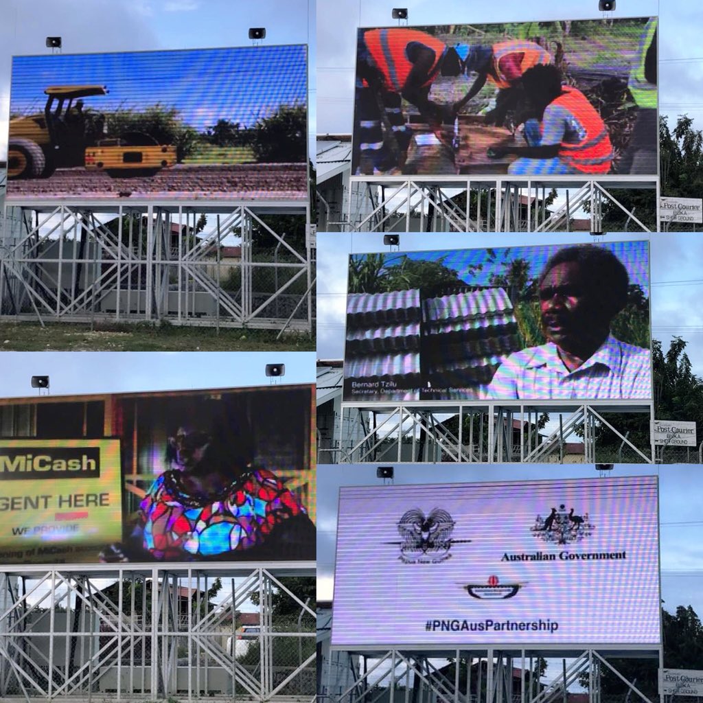 _positive_media's tweet photo. Awesome to see our six #PositiveProductions for the Transport Sector Support Program playing on loop on the big screen, with audio, in #Buka. Great way to engage #communities about the work happening on the #roads right on their doorstep!
#Bougainville #video @dfat @mghfoster https://t.co/0ZbJ3LXW4Y