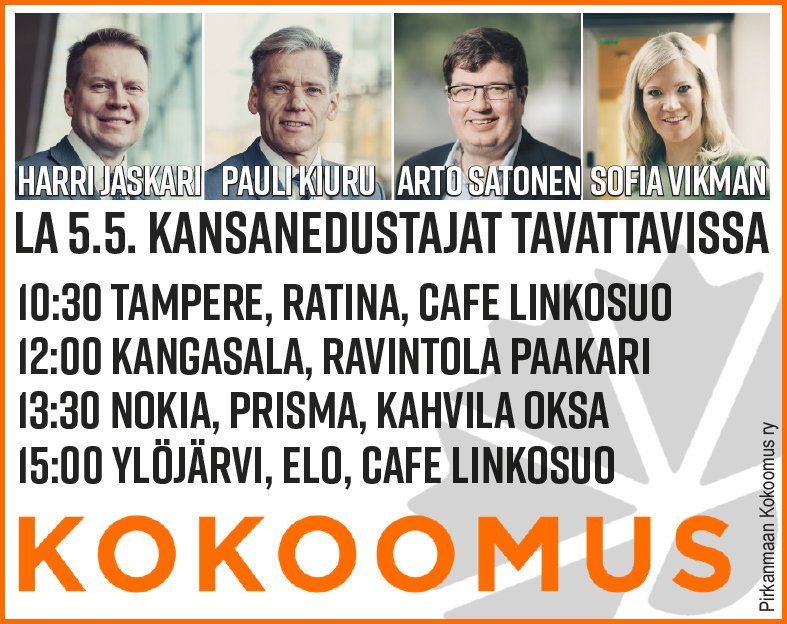 #kokoomus #kansanedustajat tavattavissa lauantaina 5.5. #tampere #kangasala #nokia #ylöjärvi