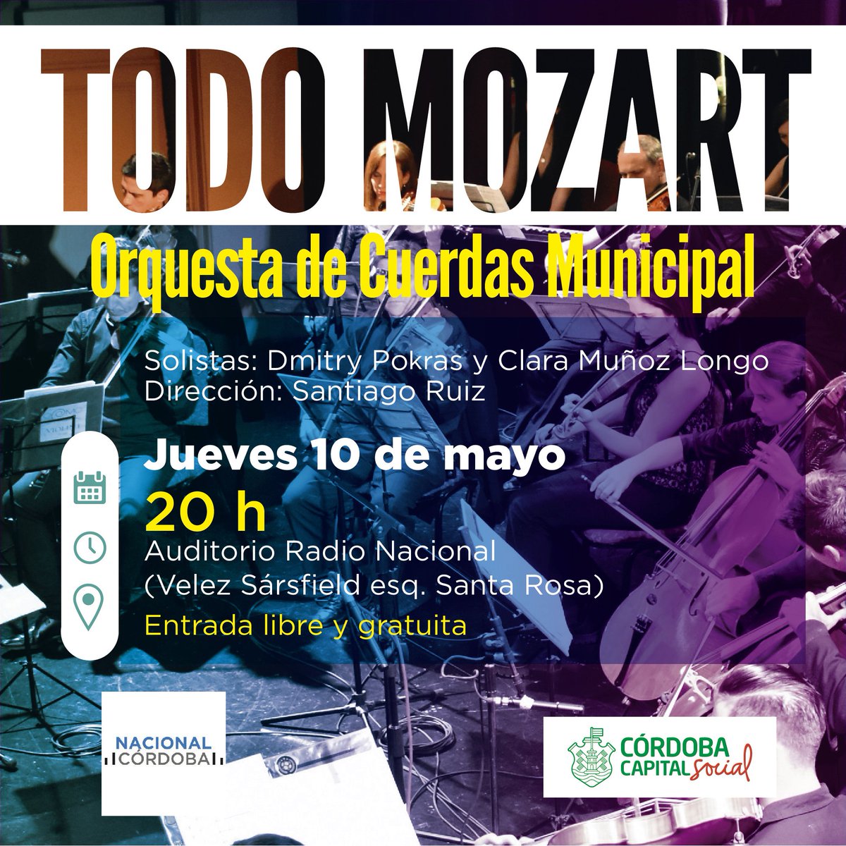 ElencosCba's tweet photo. Se viene un concierto exquisito de nuestra Orquesta de Cuerdas: TODO  MOZART https://t.co/2wlF8OOsoz