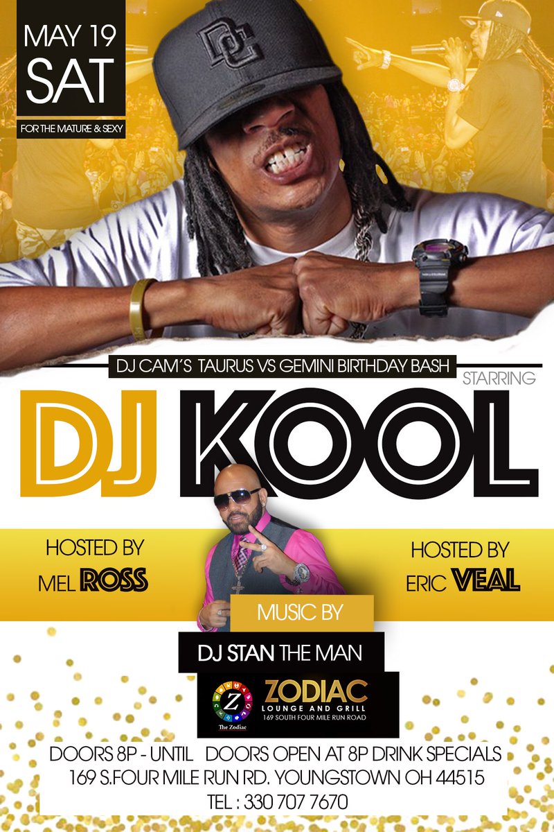 NewZodiacClub's tweet photo. May 19th come party with DJ Kool performing live at the Gemini &amp; Taurus Birthday Bash @NewZodiacClub https://t.co/aPwgSPVvH0