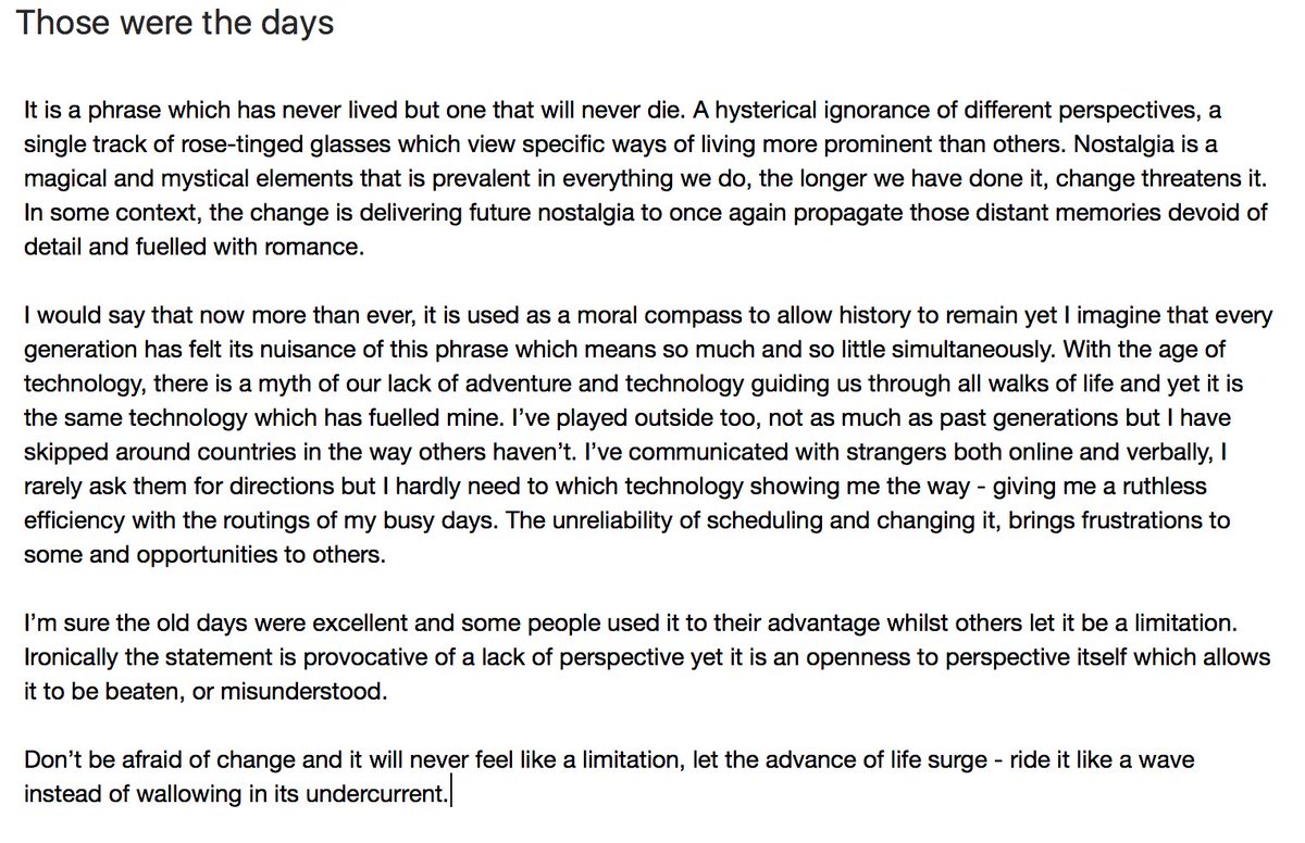 create28studio's tweet image. "Those were the days", an extract on why this phrase continues to confuse me.