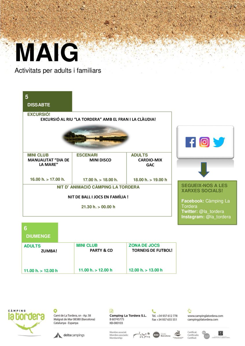 Torna a estar aquí el cap de setmana! A partir d' ara, animació tots els dissabtes per la nit al Càmping <a href="/La_Tordera/">CampingLaTordera</a> !