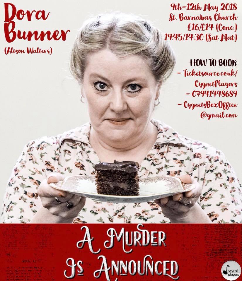 #cakeordeath #AgathaChristie So, did I do it? Find out at @cygnetplayers 'A Murder is Announced' in Southfields next week @putney_bid @WimbledonCommon @WandsworthPark  @PutSociety  @FriendsBC @TheExchangeSW15 Please RT ow.ly/gxth30jOxCl