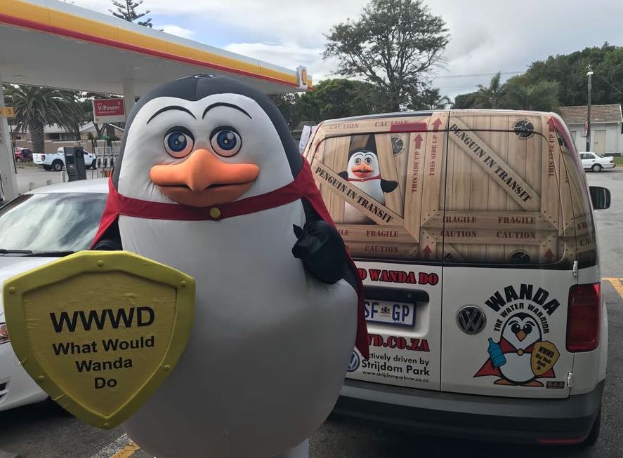 Wanda_WaterW's tweet photo. #WandaTheWaterWarrior leaving everyone she meets asking the question - What Would Wanda Do? #ShellSafetyDay #EasternCape #WesternCape #SaveWater #WaterCrisis https://t.co/7Yj7lbAGW4