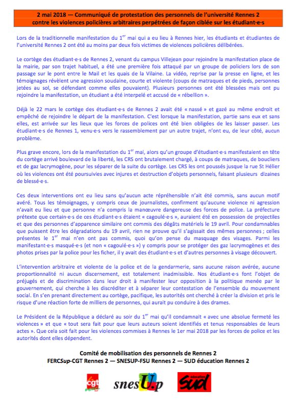 Comité de mobilisation des personnels Rennes 2 tweet media