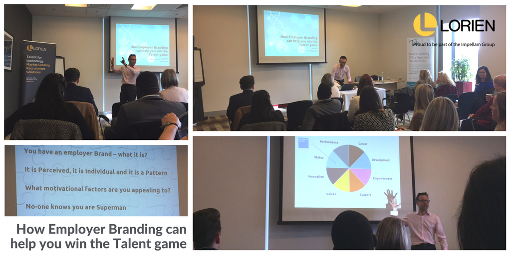 Yesterday, our group head of consulting Russell Beck shared his thoughts + knowledge on the power of #EmployerBranding as a means of attracting top talent. If you missed it, and are keen to attend (near) future events, simply register your free place now: bit.ly/2GqLISw