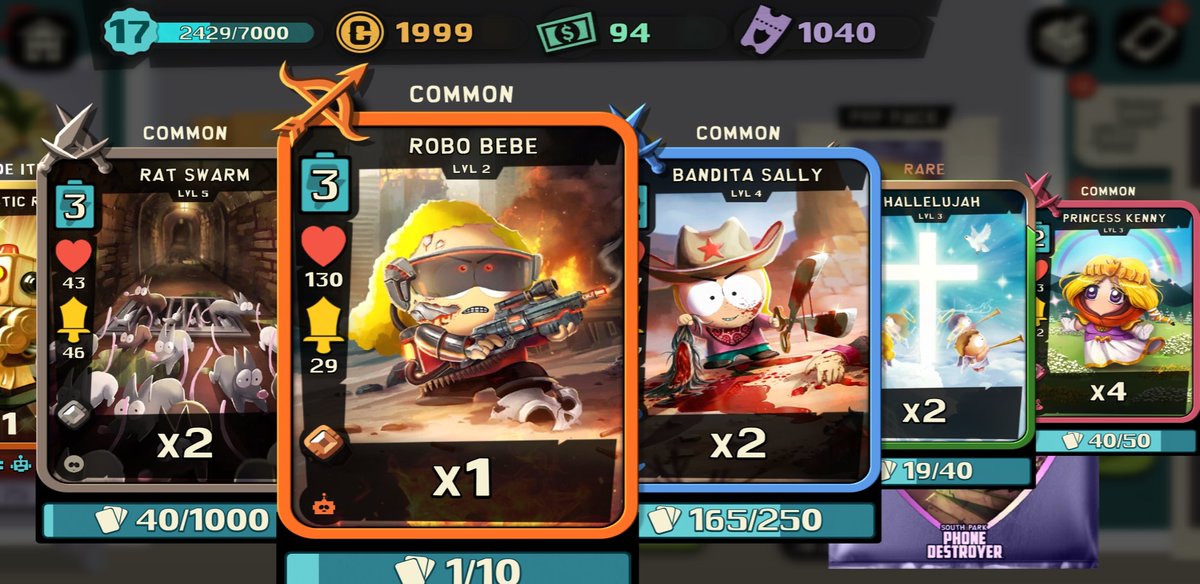 JGrayBKK's tweet image. #RoboBebe is officially out for the taking! I just got my first one in a #PvPpack @SouthParkPhone