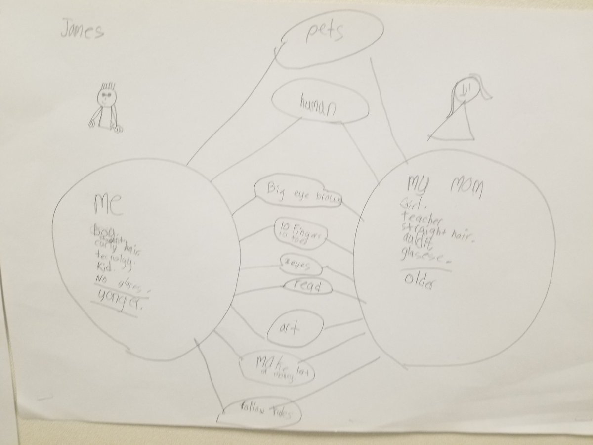 MatturroMEd's tweet photo. Came across these great Double Bubble Maps in @Sibleys1stgrade display!! Awesome job comparing resemblance to parents...#traits #characteristics https://t.co/cGJHlx6zUa