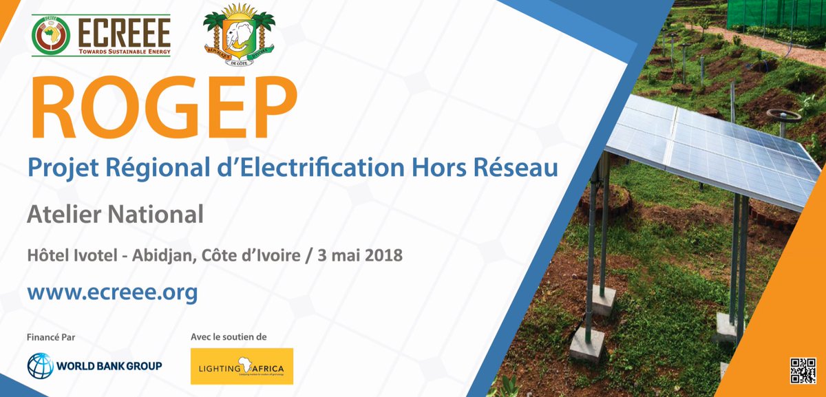 ECREEE_ECOWAS's tweet photo. @ECREEE_ECOWAS is organizing a national workshop on private investment on #StandaloneSolarSystems in #WestAfrica and #Sahel in Côte d´Ivoire, on May 3rd. The workshop is in the framework of the #RegionalOffGridElectrificationProject #ROGEP, with support of the World @WBG_Energy https://t.co/un7axGfqr6