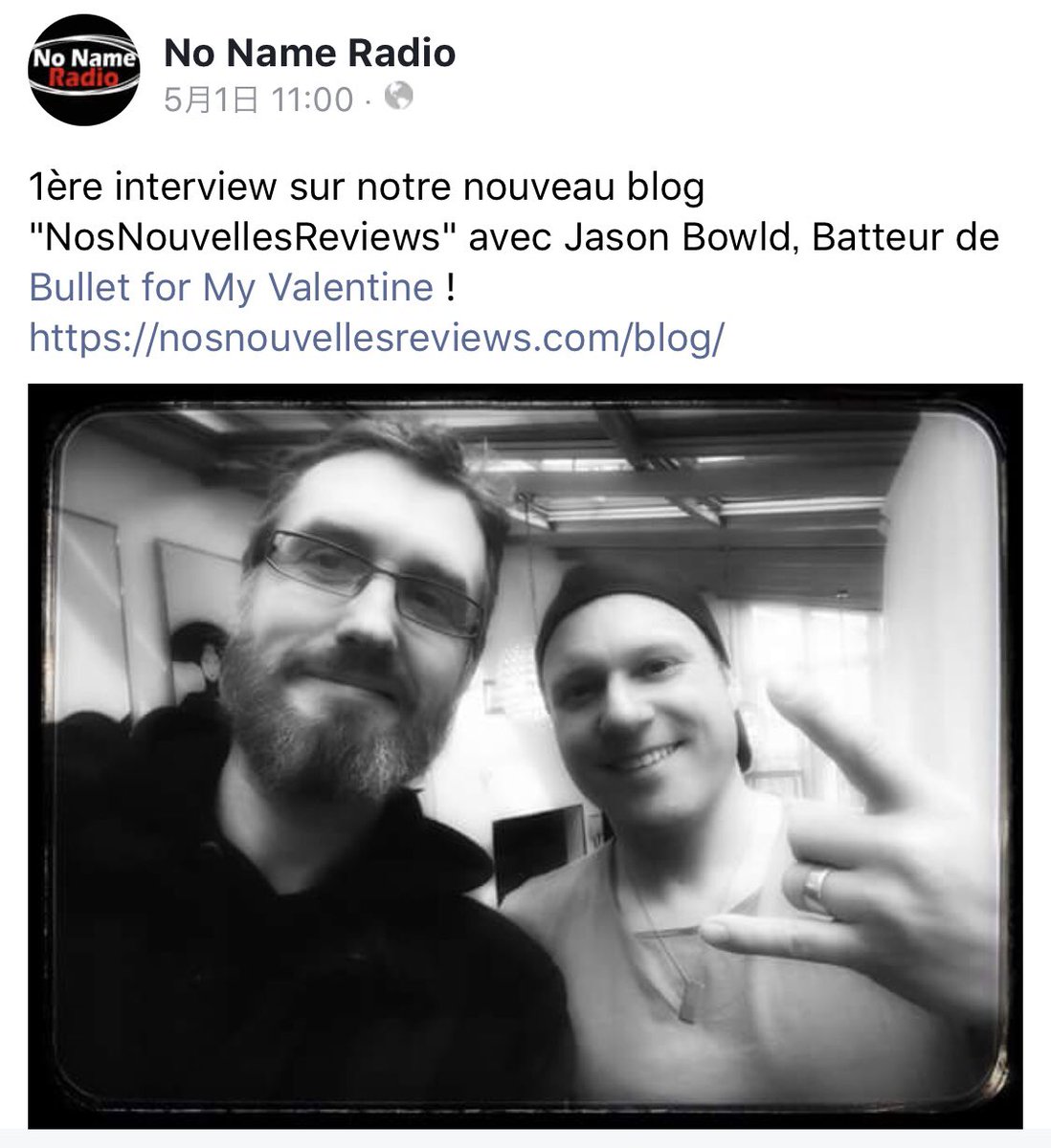 bfmv_jpn's tweet photo. ドラマーJasonさんのインタビュー🎙 こちらはフランス語の記事になってますが頑張って訳して読んでみて下さい♪ 
#BulletForMyValentine 
#JasonBowld 
📸:No Name Radio(FBより)
https://t.co/ksAlOU1jSE https://t.co/NvUD0s9ky3
