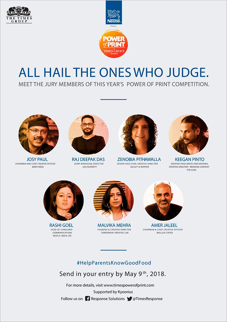 Kyoorius's tweet photo. We are glad to announce the jury for #TimesPowerOfPrint. Gather your ideas and get recognized for the #HelpParentsKnowGoodFood campaign. https://t.co/BYyV6Pfukn. #KyooriusCreativeAwards https://t.co/l6z2ZhDEwS