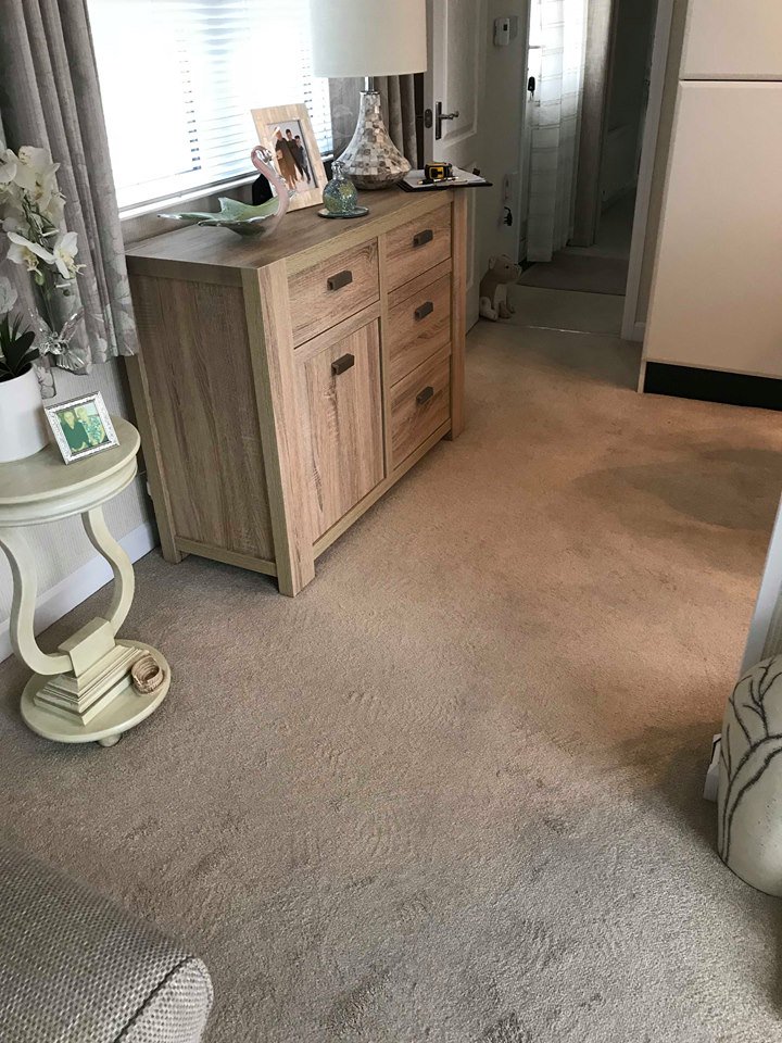 bristolfloorltd's tweet photo. Our customer this morning was fed up of constantly cleaning her cream carpet and decided it was time to switch to cushion vinyl! Product is @TarkettUK Purestyle "Robur White" https://t.co/d1Xc7u81sG