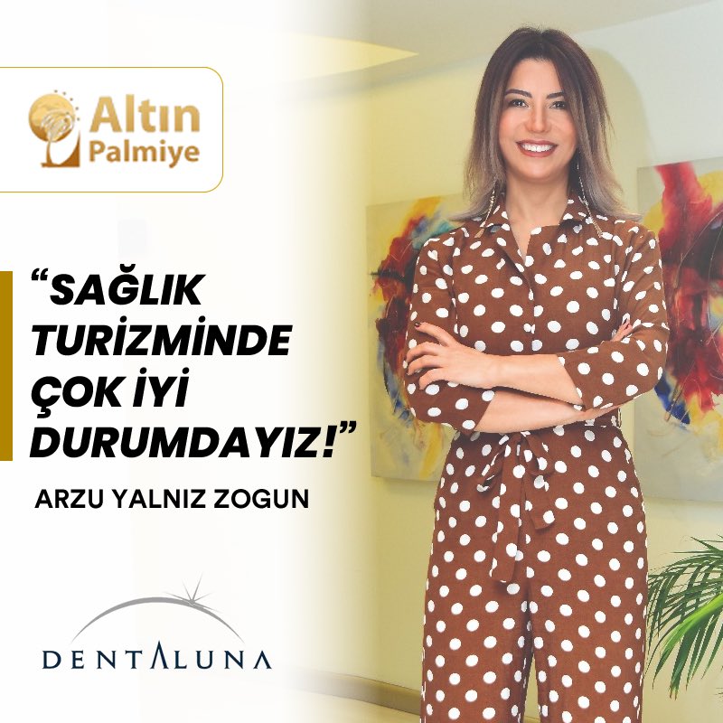 Dentaluna's tweet photo. “Sağlık turizminde çok iyi durumdayız!” 
 
Hekimimiz Arzu Yalnız Zogun, Altın Palmiye sitesine sağlık turizminden bahsetti. 
 
https://t.co/GLGrYJgt95 https://t.co/OEmEtRhqvQ