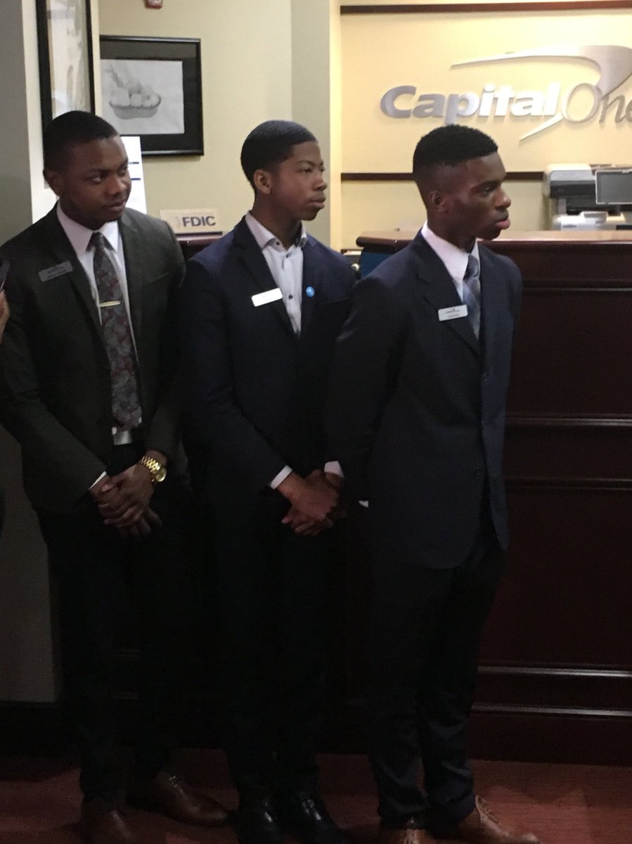 4jlwhite's tweet photo. Student bankers looking sharp at the @CapitalOne student-run bank at @ParkdaleHighMD. The student-run bank opened 7 years ago, teaching financial literacy education and serving students and staff. It is the only one of its kind in Maryland. #finlit https://t.co/D1K0DoEhKC