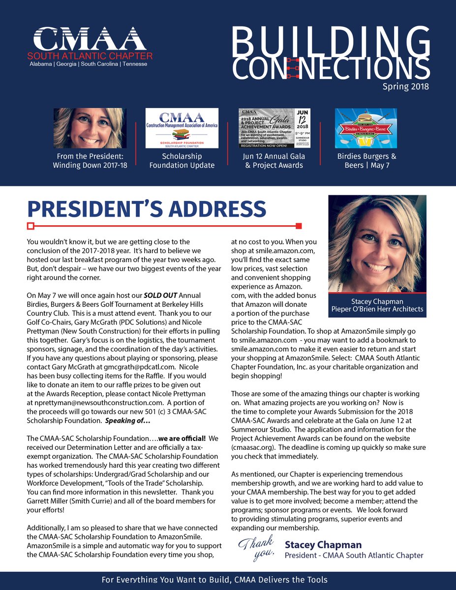 Hot off the presses! The latest issue of the CMAA SAC Newsletter "Building Connections" is now live on the website. There's so much to share!
ow.ly/HhMJ30jODKH