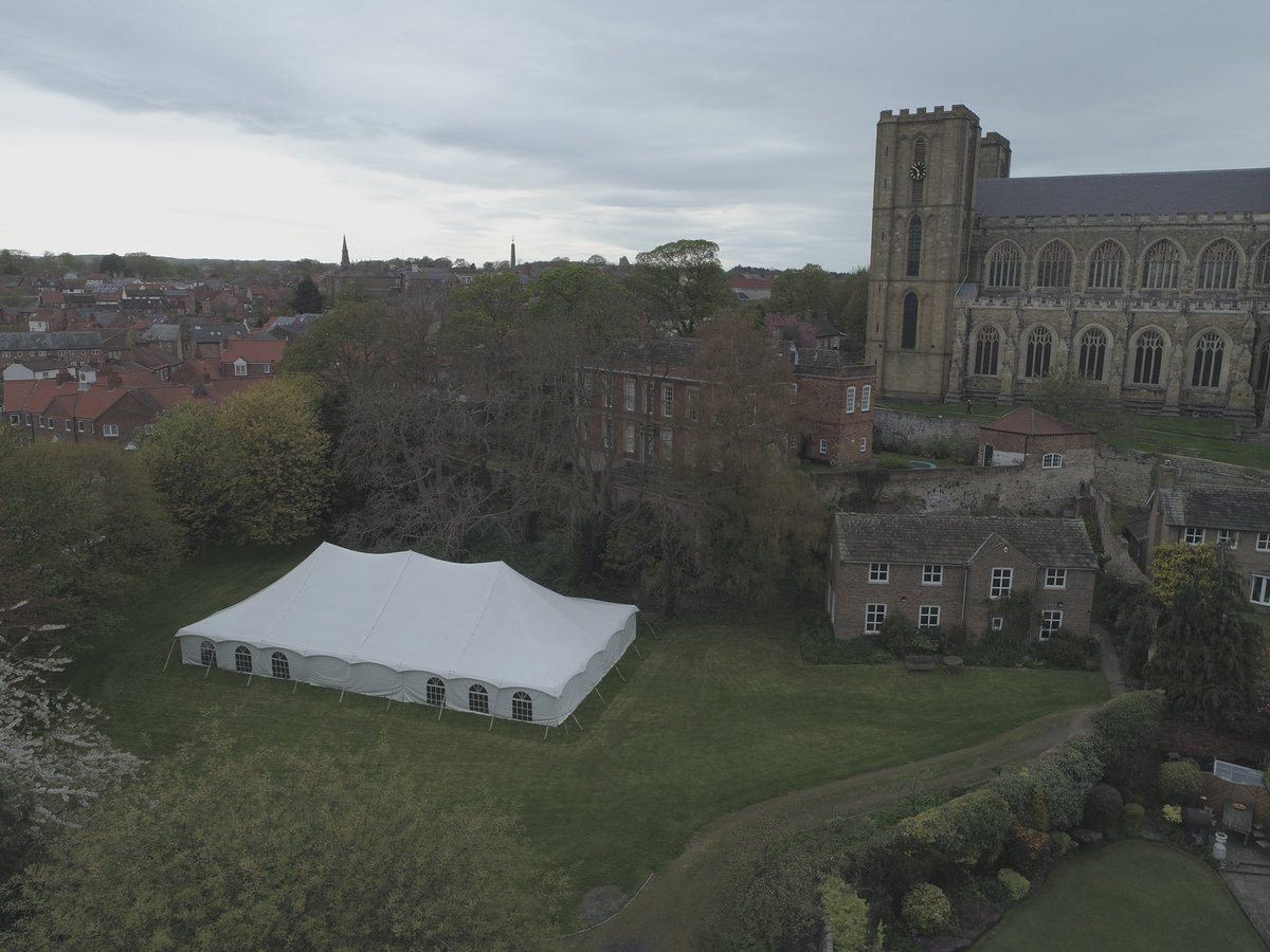 manupaccess's tweet photo. The marquee has been erected for Ripon Cathedral Beer Festival this Bank Holiday Monday...! #RiponCathedral #Ripon #BlowYourHornRipon #Harrogate #NorthYorkshire #DroneCAA #ManupAccess https://t.co/eG4SHJnMpz