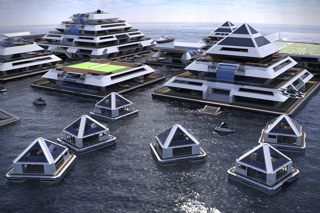 The Wayaland Floating City has human-sized copters, small boats to jet around in, and pools and yachts all over the place. Would you want to live here? ow.ly/Exhd30jOSGv