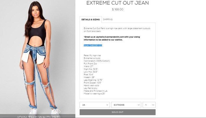 kfvsnews's tweet photo. Extreme cut-out jeans sell out at $168 each https://t.co/4xTA3ixp4P https://t.co/WBykaMM2Gk