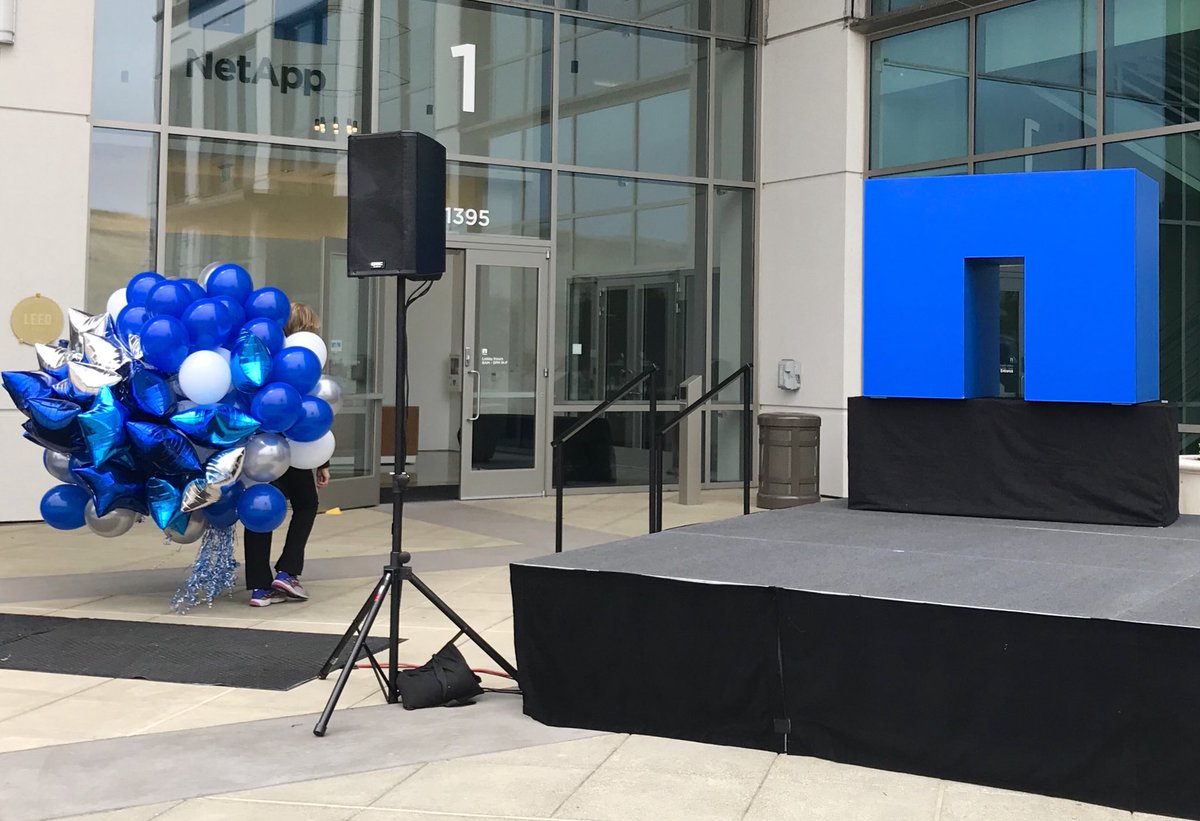 dunntony's tweet image. Stage setup begins of #NetAppDVC kickoff for employees today!