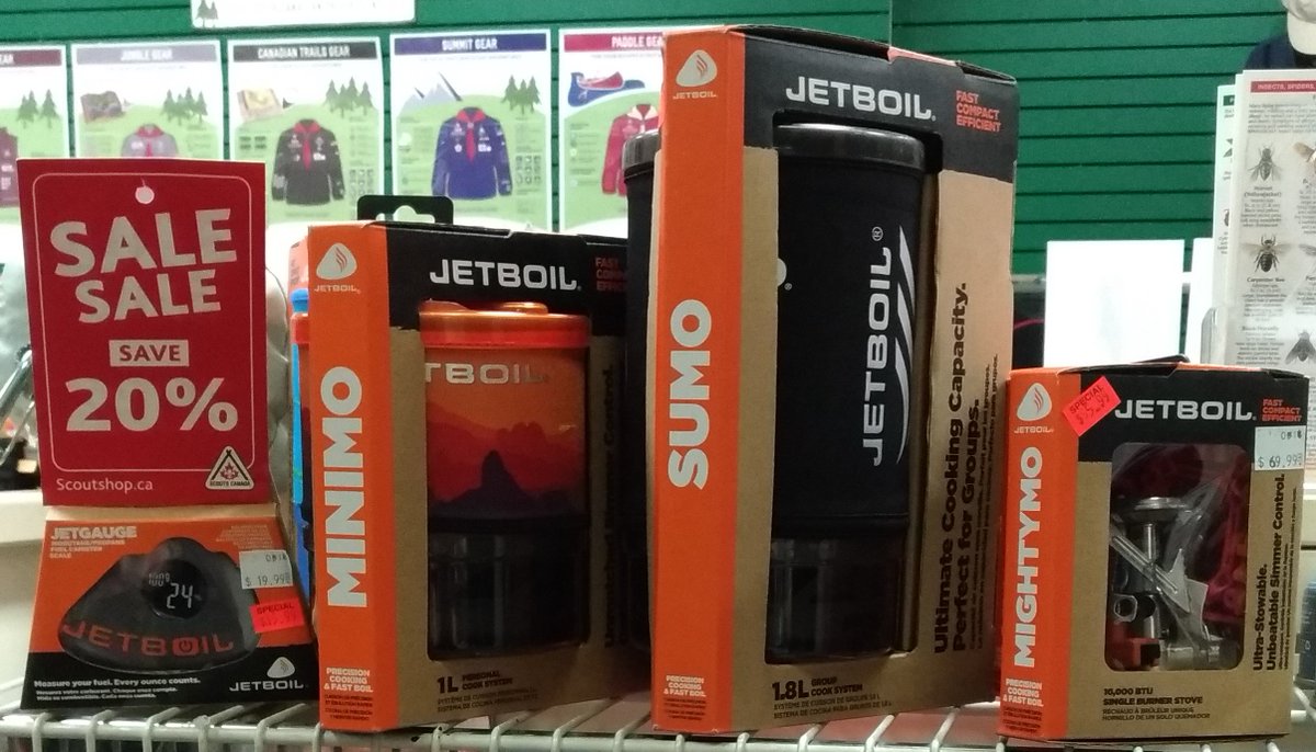 ScoutShopWnd's tweet photo. We have new Jetboil products &amp; they're all reduced!  Our Back to Camping sale continues until the end of May.  20% off almost all Eureka! products. https://t.co/hJijAk9fQU