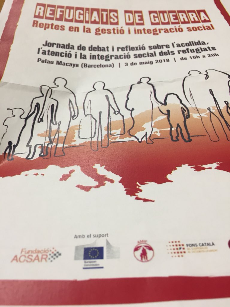 Al Palau Macaya, a la Jornada sobre acollida, atenció i integració dels refugiats de la <a href="/FundacioAcsar/">Fundació ACSAR</a>, on es presenta el Projecte europeu UNINTEGRA i <a href="/XeflisProject/">Xeflis Refugees Proj</a>