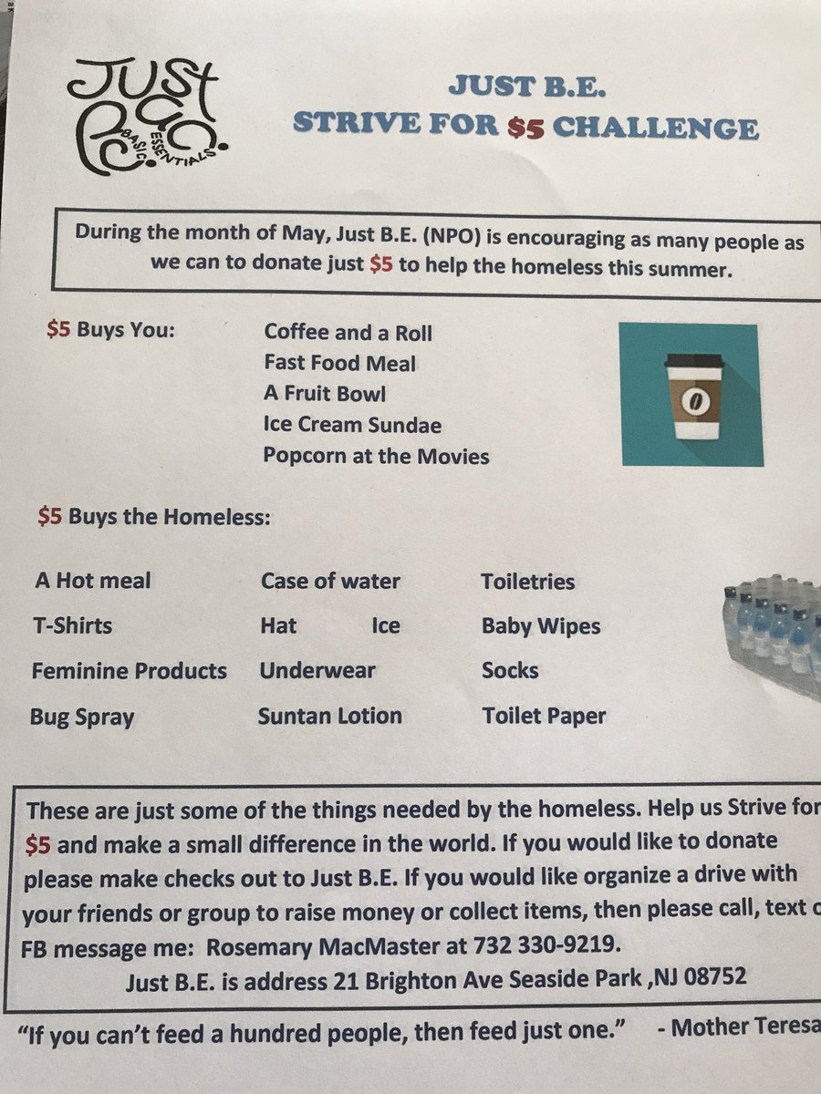 We are trying to get as many people to donate $5 to help the homeless in our area.